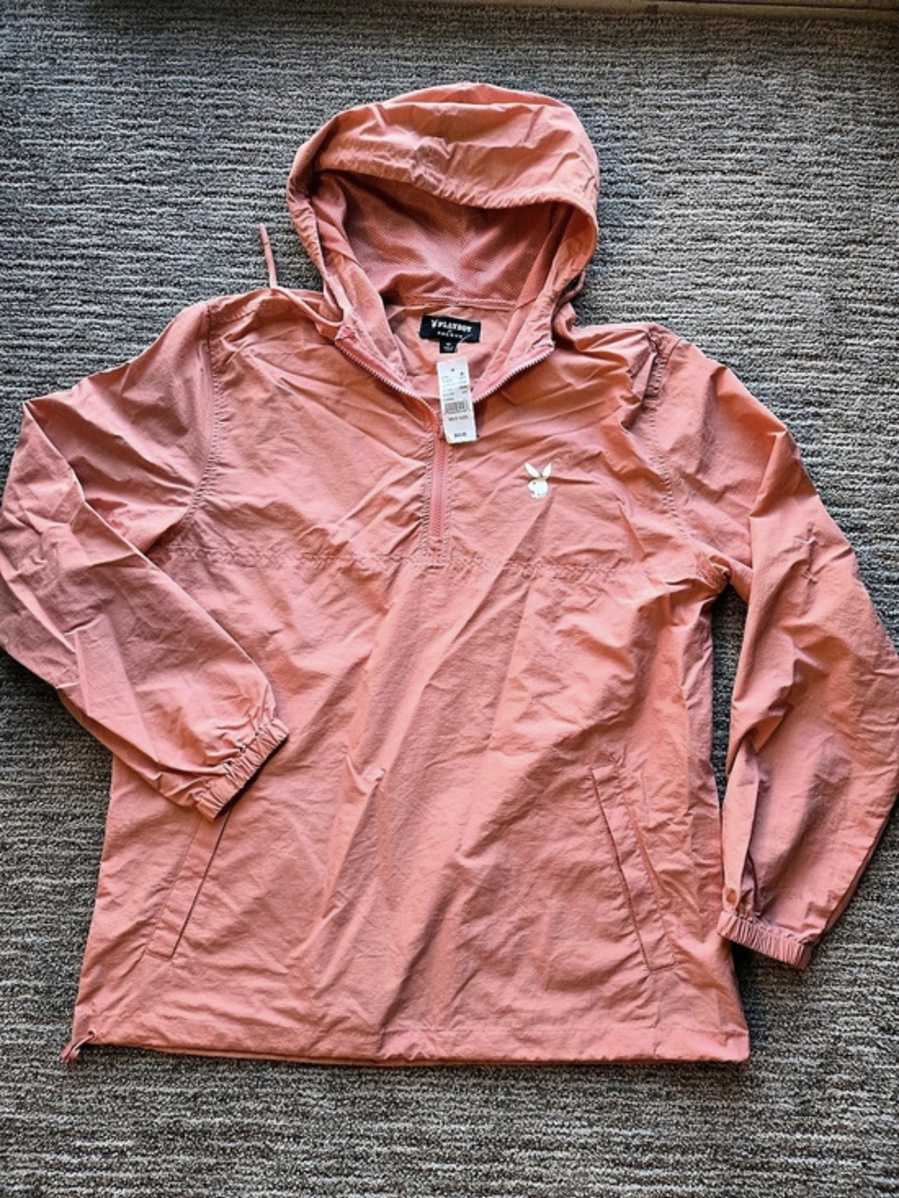 Playboy Coral Hooded Windbreaker Size Medium NWT
